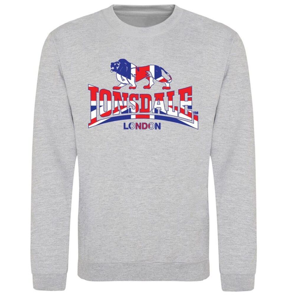 Lonsdale Mens Union Jack Logo Sweatshirt / Gray